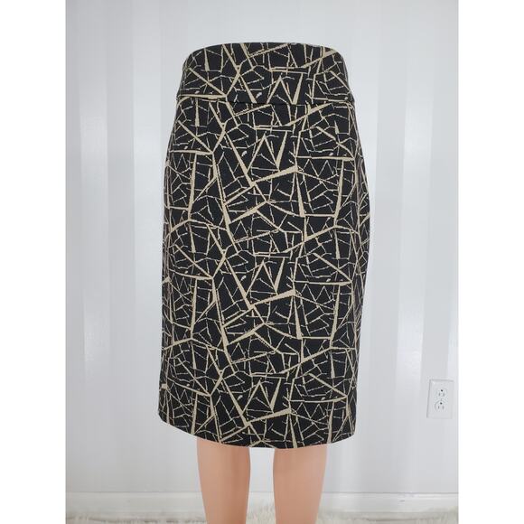 GRACE Women's Black & Tan Patterned Straight Skirt Sz 6 - Picture 1 of 6